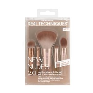 Real Techniques New Nudes 2.0 Mini Brush Set With Compact Mirror